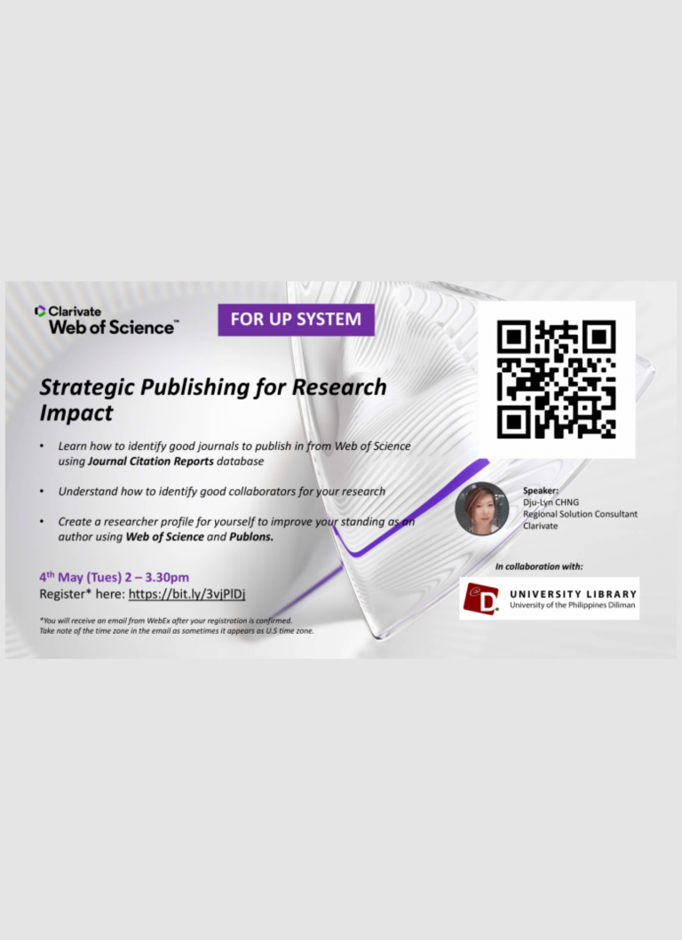 Webinar: Web of Science                      (WoS) Strategic Publishing