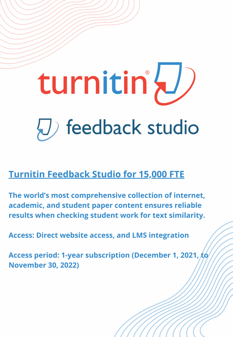 Renewed Database Subscription: Turnitin Feedback Studio for 15,000 FTE