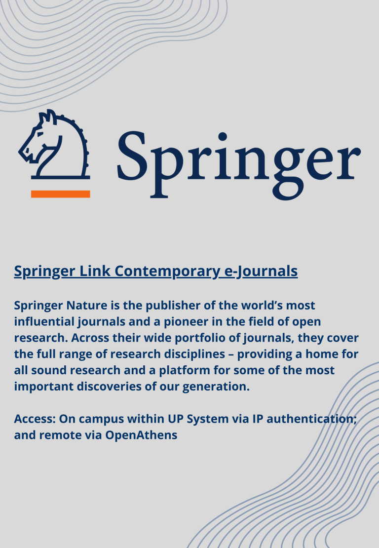 Renewed Database Subscription: Springer Link Contemporary eJournals