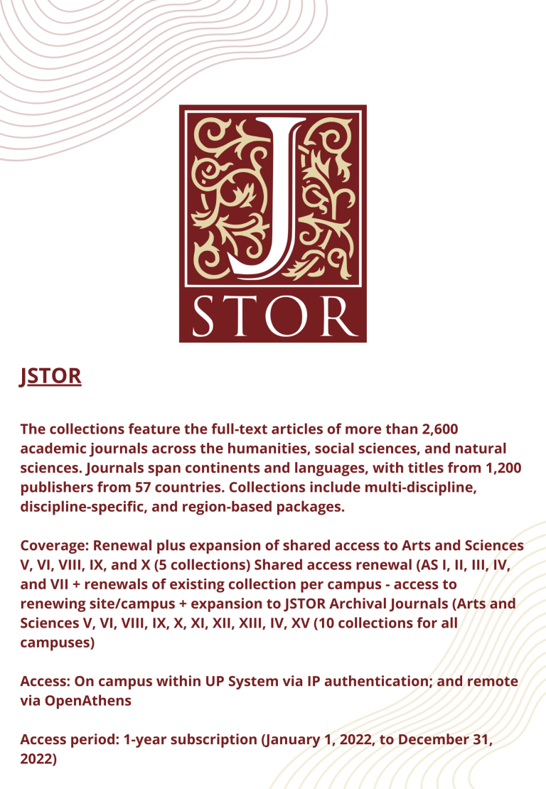 Renewed Database Subscription: JSTOR