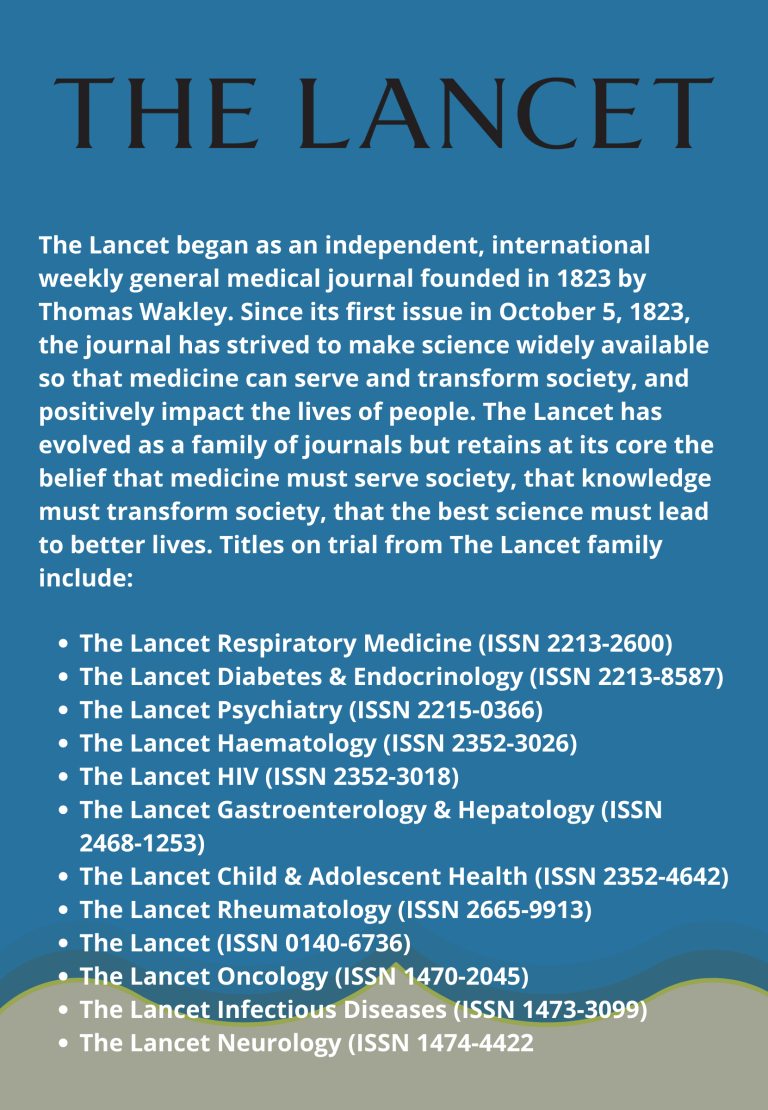 New Database on Trial: The Lancet (Access via OpenAthens on ScienceDirect Database)