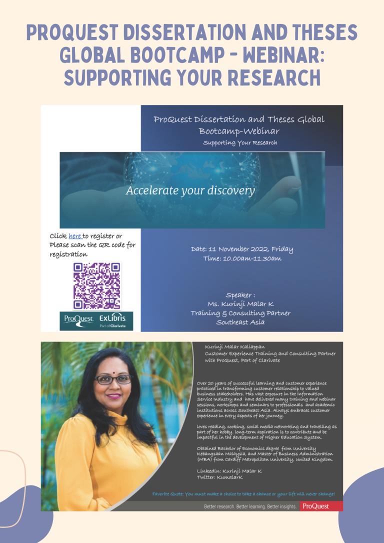 ProQuest Dissertation and Theses Global Bootcamp - Webinar: Supporting Your Research