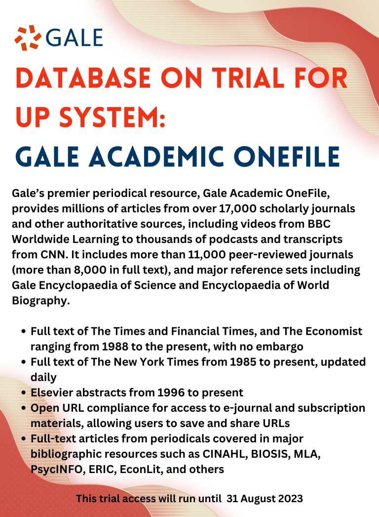 Database on Trial for UP System: Gale Academic OneFile
