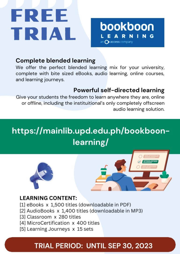 Database on Trial for UP System: BookBoon Learning